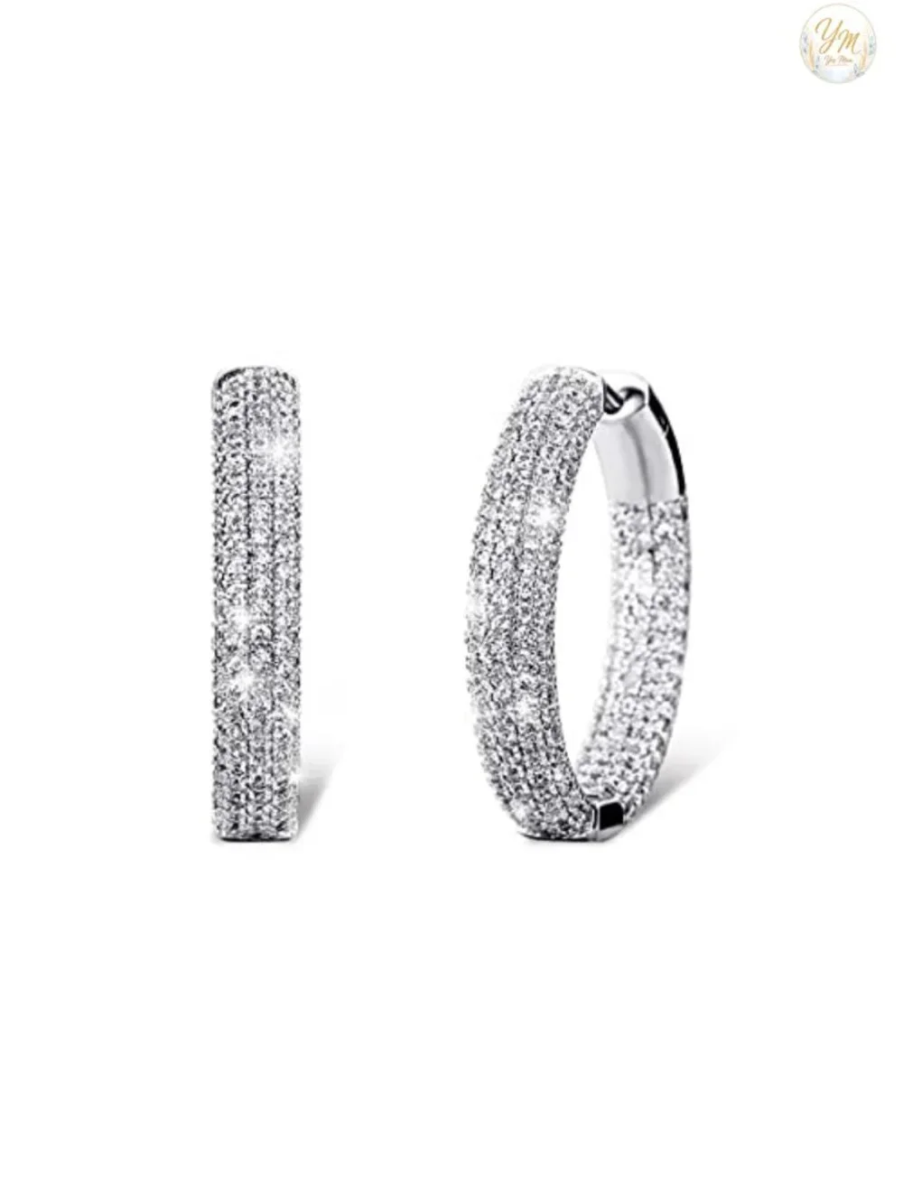 Iced Out Hoop Earrings 14K Gold Plated Huggie CZ Cartilage Cuff Hypoallergenic